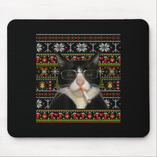 Tapis De Souris Mignon Chat Fumeur Mème Noël Sweat Ugly Chat