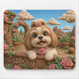 Tapis De Souris Mignon chiot Shih Tzu, bébé chien