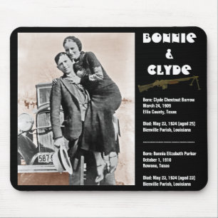 Tapis De Souris Mignon et clyde (sépia) sur le noir,