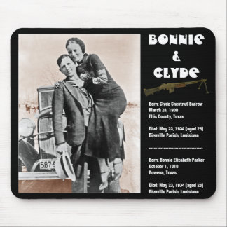 Tapis De Souris Mignon et clyde (sépia) sur le noir,