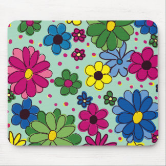 Tapis De Souris Mignon, féminin vert menthe avec floral coloré
