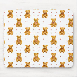Tapis De Souris Mignon motif ourson et coeurs sans couture