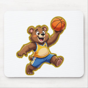 Tapis De Souris Mignon ours en peluche 3D jouant au basket-ball –