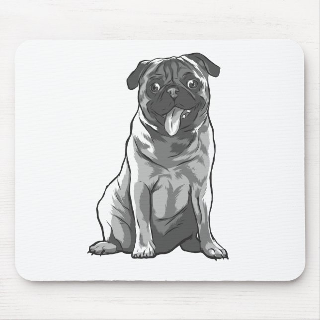 Tapis De Souris Mignon Pug avec Bonne Humeur (Devant)
