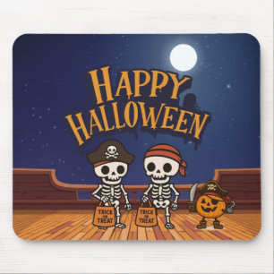 Tapis De Souris mignon, squelettes et citrouille Halloween