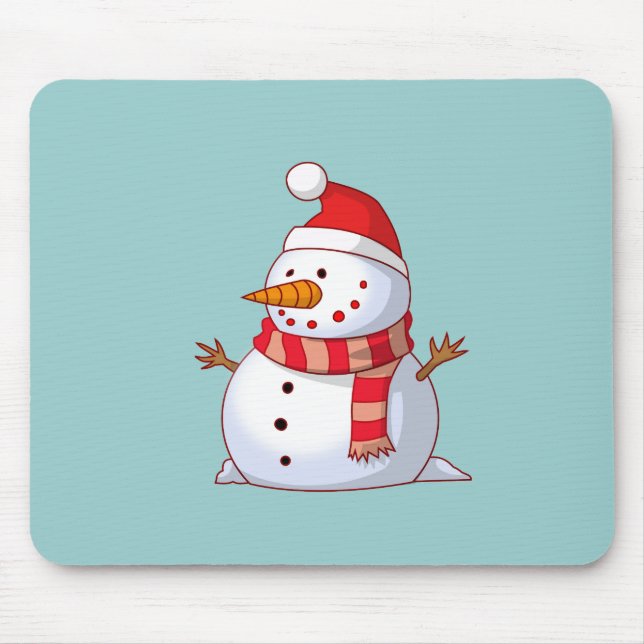 Tapis De Souris Mignonne bonhomme de neige de Noël (Devant)