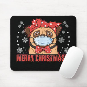 Tapis De Souris Mignonne Carlin Masque Visage Chien Joyeux Noël