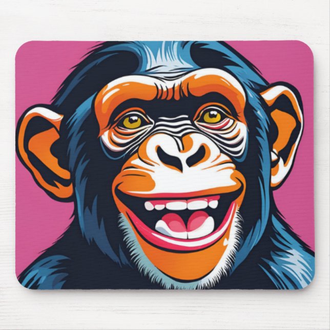 Tapis De Souris Mignonne Chimpanzée rit (Devant)
