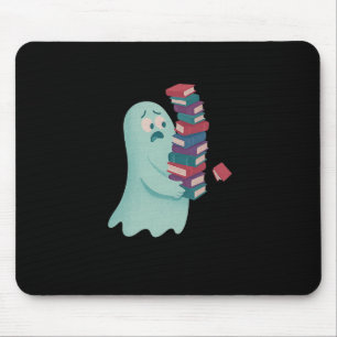 Tapis De Souris Mignonne Fantôme Portant Trop De Livres Lover Hall