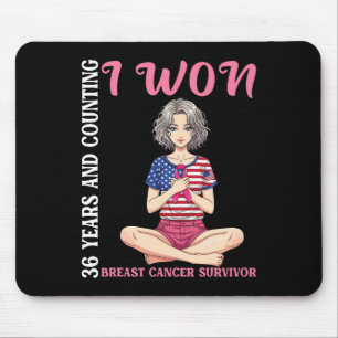 Tapis De Souris Mignonne Fille 36 Ans Et Comptant J'Ai Gagné Cance
