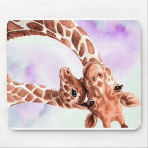 Tapis De Souris Mignonne Giraffe Maman Et Bébé, Cadeau Pour Fille
