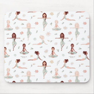 Tapis De Souris Mignonne Girls Zen Yoga Méditation Spirituelle Nam