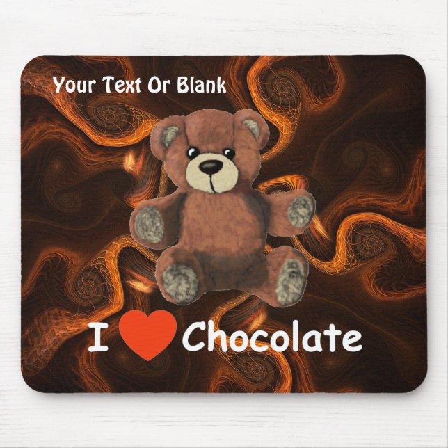 Tapis De Souris Mignonne I Coeur (Amour) Chocolat Teddy Ours (Devant)