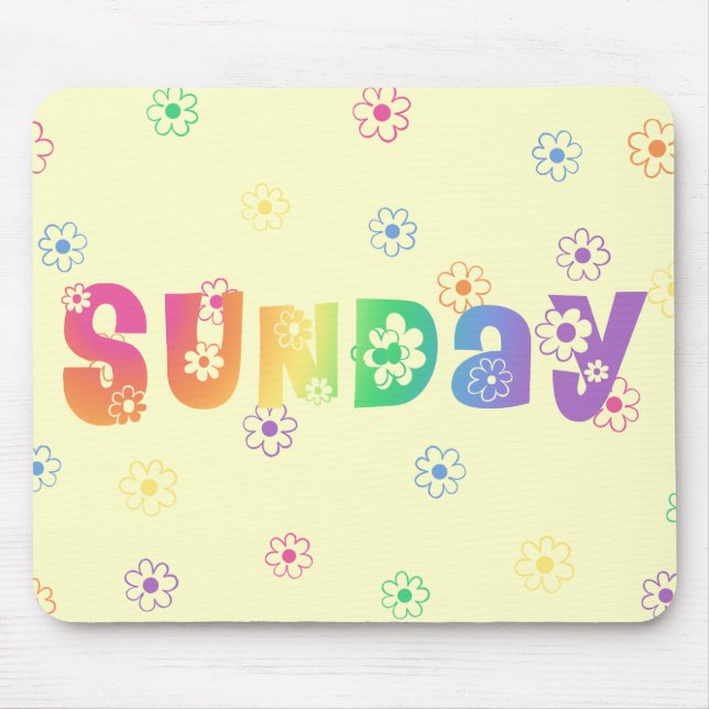 Tapis De Souris Mignonne Jour De La Semaine Dimanche (Devant)