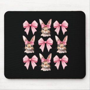 Tapis De Souris Mignonne lapin de Pâques Visage Coquette Bow Jour