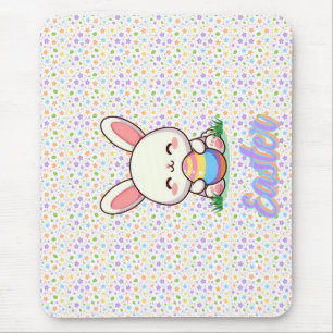 Tapis De Souris Mignonne lapin de printemps/Pâques avec oeuf