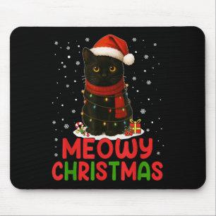 Tapis De Souris Mignonne Meowny Noël Père Noël Chapeau drôle Chat 