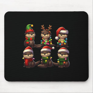 Tapis De Souris Mignonne Otter Noël Pyjama Migna Lumières de Noël