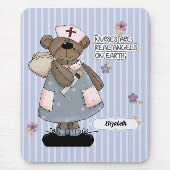 Tapis De Souris Mignonne Ours Teddy Angel Nurse Appréciation Cadea (Devant)
