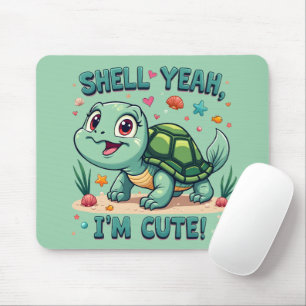 Tapis De Souris Mignonne Tortue Kawaii avec un Jeu de Mots Drôle e