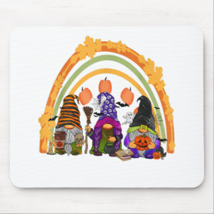 Tapis De Souris Mignonne Trois Arc-En-Ciel Gnome Happy Halloween F