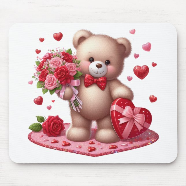 Tapis De Souris Mignonne Valentine's Day Teddy Bear (Devant)