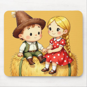 Tapis De Souris Mignons Enfants de la Campagne sur une Balle de Fo