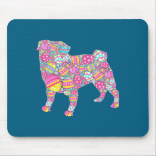 Tapis De Souris Mignons Enfants Œufs Colorés Chien Pug Chiot