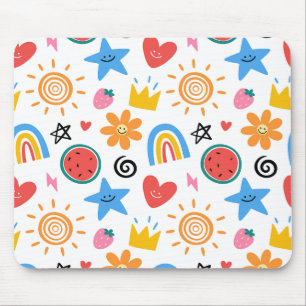 Tapis De Souris Mignons gribouillages d'été - motif fantaisiste co