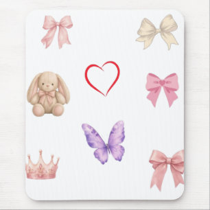 Tapis De Souris Mignons Nœuds Pastel Kawaii Lapin Papillon Cœur Co