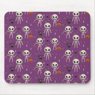 Tapis De Souris Mignons squelettes motif Halloween violet