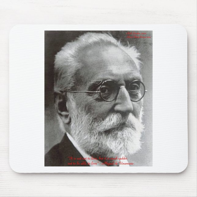 Tapis De Souris Miguel de Unamuno Citation sur la capacité d'aimer (Devant)