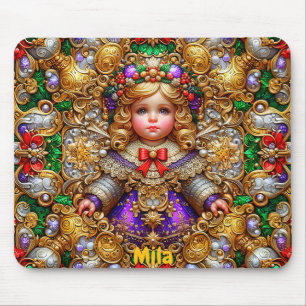 Tapis De Souris MILA ~ Poupée de Noël Vintage ~ Mousepad