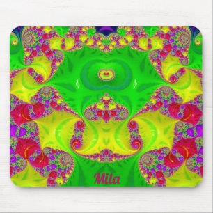 Tapis De Souris MILA ~ Zany Hot Cerise, Jaune, Rouge et Vert