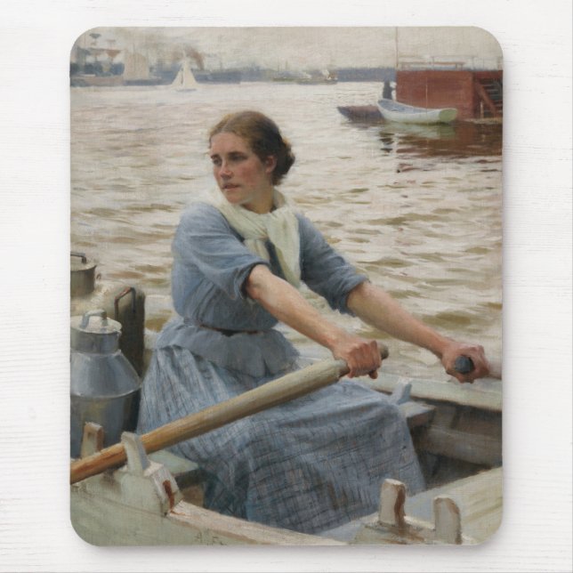 Tapis De Souris Milk Maid sur un bateau à rames (par Albert Edelfe (Devant)