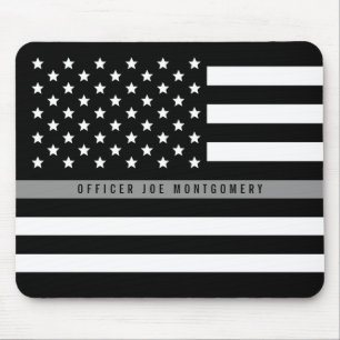 Tapis De Souris Mince Gris Line American Flag Ajouter un nom
