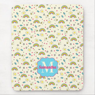 Tapis De Souris Mini Jeté de Arc-en-ciel sur Monogramme de Motif R
