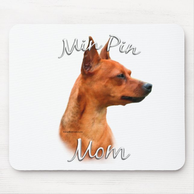 Tapis De Souris Miniature Pinscher (rouille) Maman 2 (Devant)