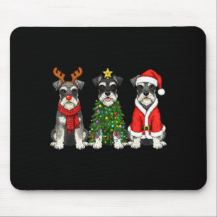 Tapis De Souris Miniature Schnauzer rétro Noël Santa Renne