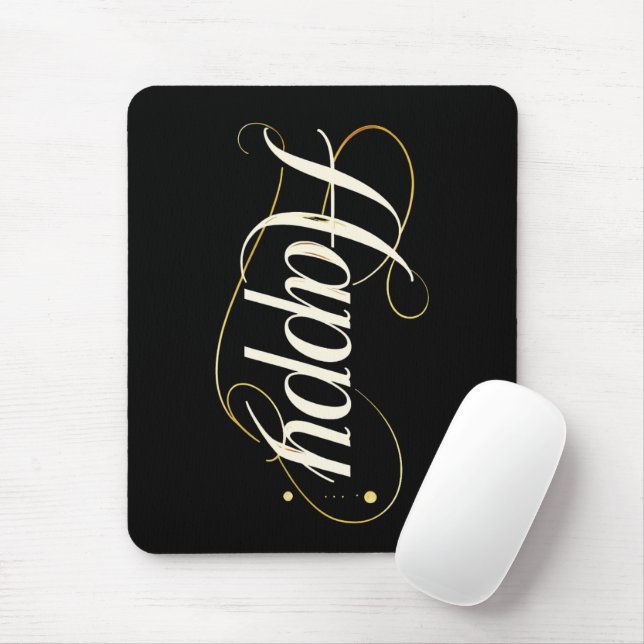 Tapis De Souris Minimalist Elegant Gold Happy Typography - Classy  (Avec souris)