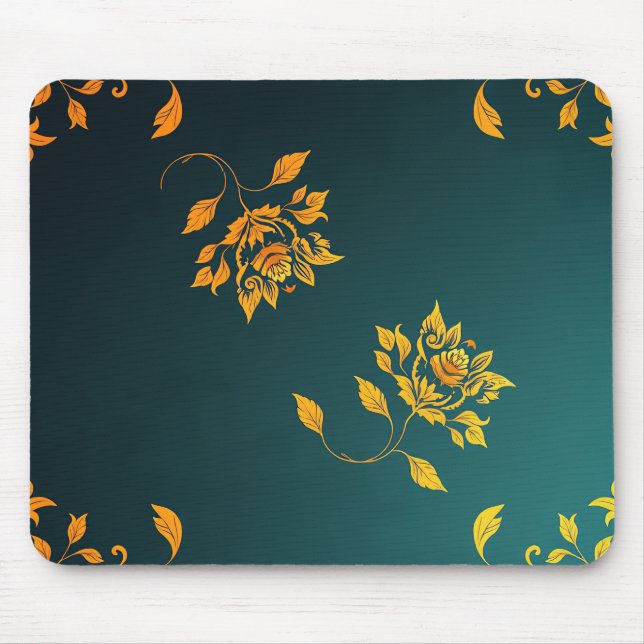 Tapis De Souris Minimalist Golden Floral Mouse Pad (Devant)