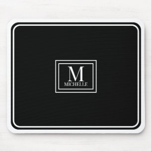 Tapis De Souris Minimaliste Chic Monogramme Double Bordure