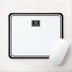 Tapis De Souris Minimaliste Chic Monogramme Double Bordure
