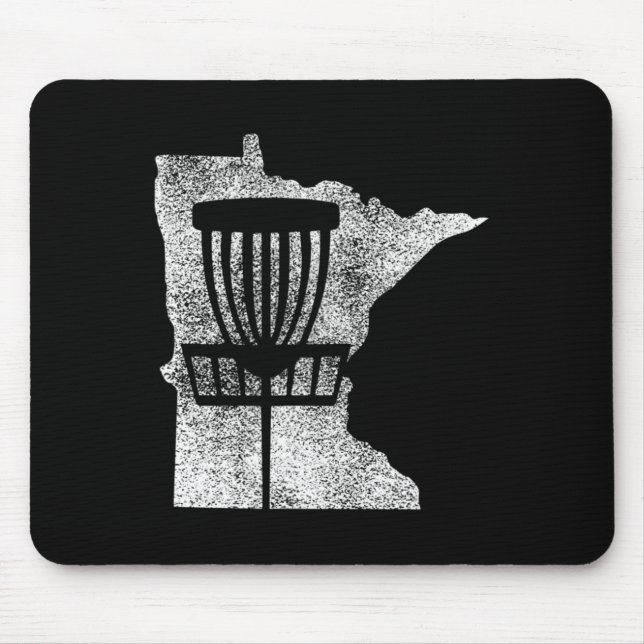 Tapis De Souris Minnesota Disc Golf État Avec Panier Distressed G (Devant)