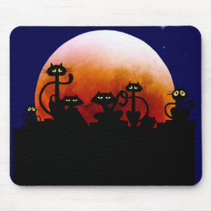 Tapis De Souris Minous de Halloween et lune Mousepad de Halloween