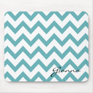 Tapis De Souris Mint Aqua White Chevron