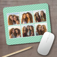 Mint Chevron Motif avec Collage photo 6 tendance