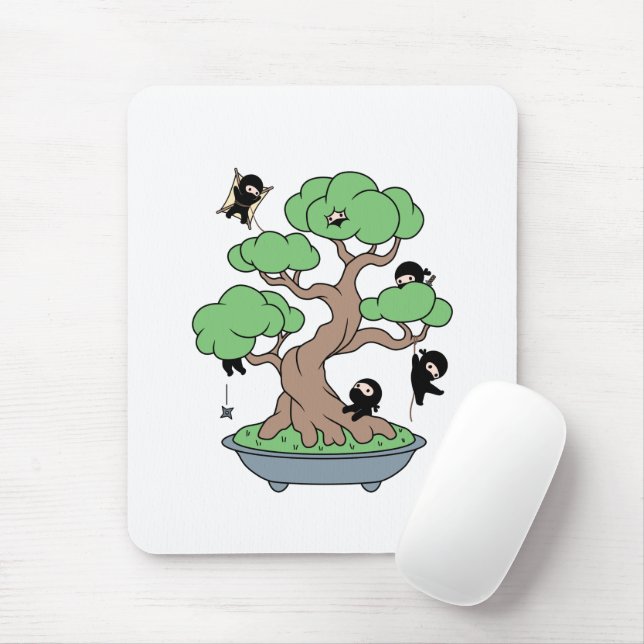 Tapis De Souris Minuscules Ninjas dans l'arbre de Bonsai (Avec souris)