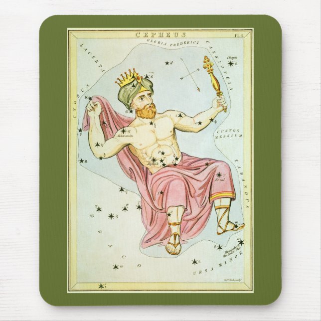 Tapis De Souris Miroir d'Urania, carte céleste astronomique vintag (Devant)