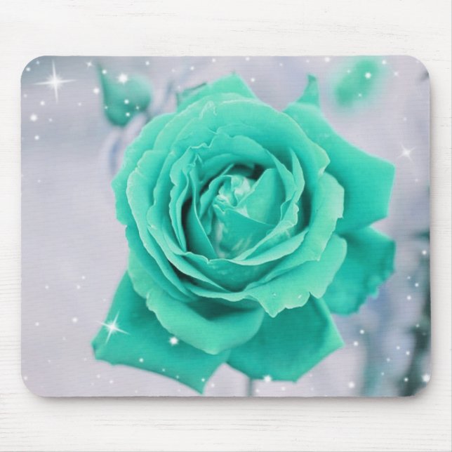 Tapis De Souris Miroiter la fleur rose de Teal (Devant)